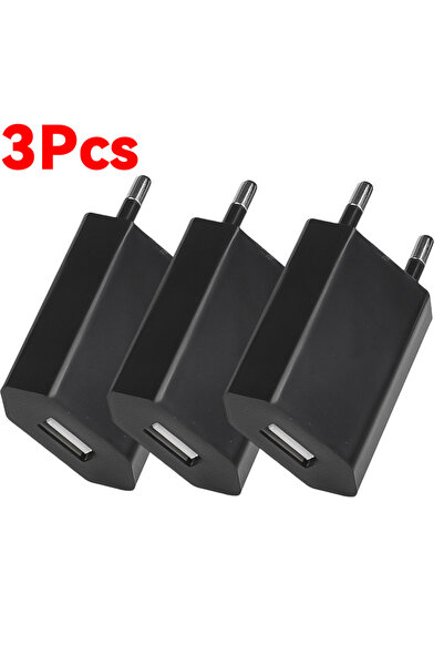 Choice شاحن سفر منزلي USB أسود اللون، 3 قطع، 5 فولت/1 أمبير، 1-5 قطع، مزود بم...