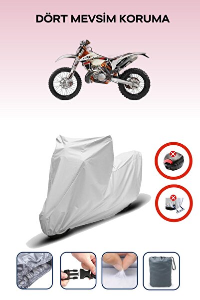 Breen قفل حقيبة خلفية رمادي اللون غير متوافق مع KTM 300 EXC Six Days، قماش دراجة نارية متوافق مع 4 مواسم