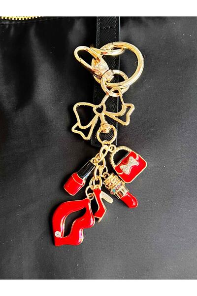 ROSSEV Charm Ribbon Bag Figured Keychain - Bag Charm (Red Lipstick Model)