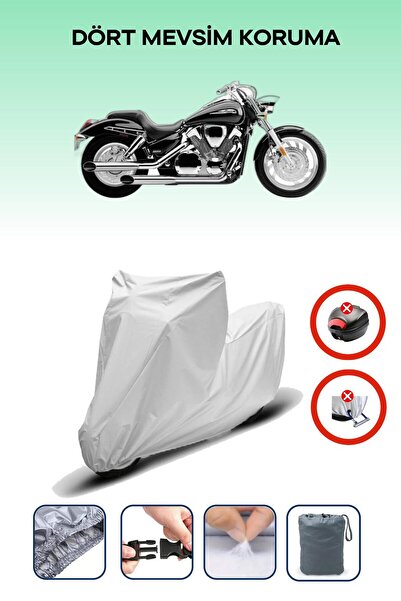 Breen قفل حقيبة خلفية رمادي اللون غير متوافق مع هوندا VF 750 C Magna، قماش دراجة نارية متوافق، 4 مواسم