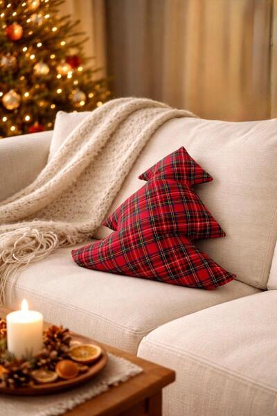S&R Tree Pillow Christmas Gift Decor Plaid Pattern