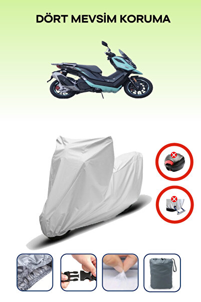 Breen قفل حقيبة خلفية رمادي اللون غير متوافق مع موتولوكس SST 125، قماش متوافق مع الدراجات النارية، 4 مواسم