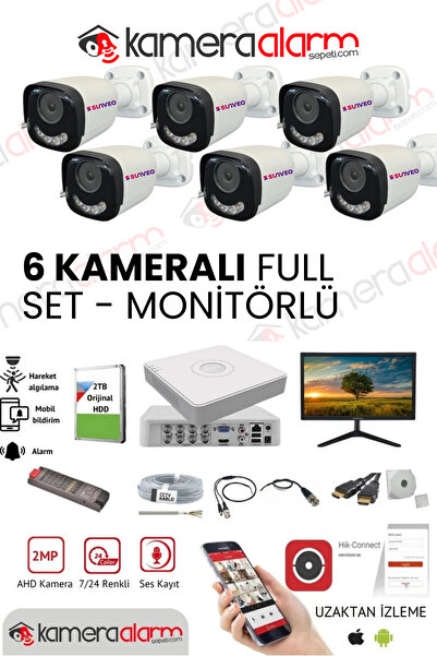 SUNVEO 5 Mp 30 Gün Kayıtlı 6Kameralı Sesli Güvenlik Kamerası Gece Renkli Yüz ...