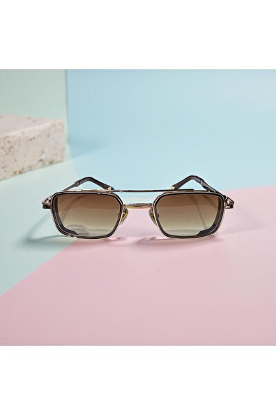 HAMMEN Rectangular Design Rose Brown Unisex Sunglasses Hg2403C3