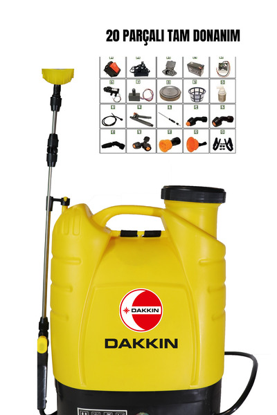 Dakkin HY-16L Akülü İlaçlama Makinesi 16 Litre Sırt Tipi Pülverizatör 7 m Atı...