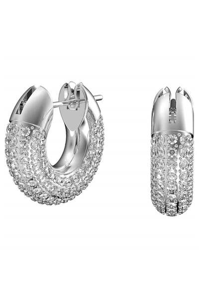 Swarovski Dextera halka küpeler, Küçük, Beyaz, Rodyum kaplama