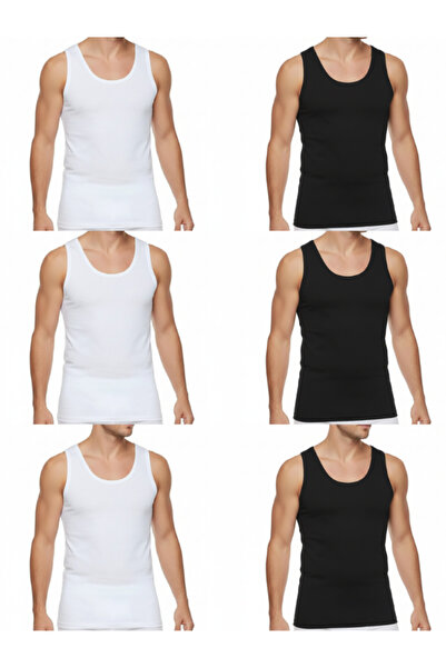 SÜSEN LİNGERİE 3 White 3 Black Men's Everyday Combed Cotton T-Shirts, Men's Sweat-Absorbing Combed Cotton T-Shirts