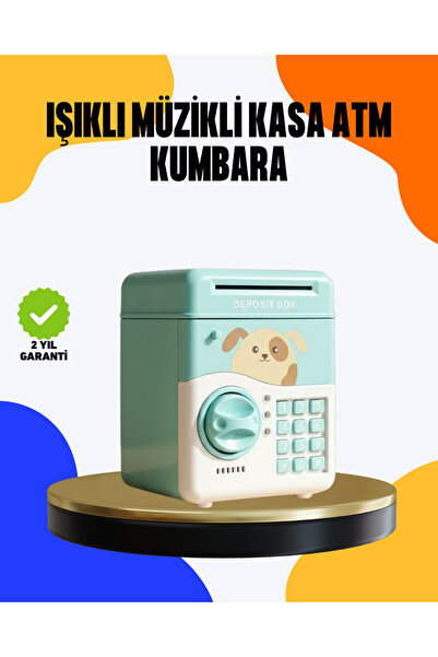 TeknoKesgin MARKT Çocuklar İçin Su Yeşili ATM Kasa Tasarımlı Şifreli Kumbara ...