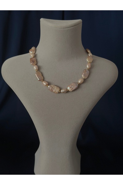 Butik Pudra Ton Barok Doğal İnci Kolye