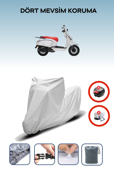 Breen حقيبة خلفية رمادية اللون غير متوافقة مع RKS باللون الأزرق الداكن 50، قماش دراجة نارية متوافق مع 4 مواسم