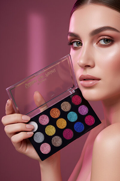 monangel Kadın Gliter Simli Parlak Pigmentli 15`li Göz Far Paleti