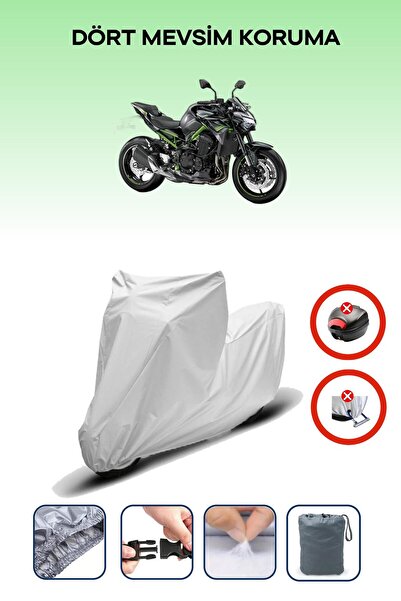 Breen قفل حقيبة خلفية رمادي اللون غير متوافق مع قماش دراجة نارية متوافق مع كاواساكي Z 900، 4 مواسم