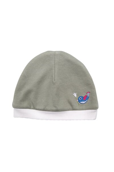 Ozmoz By Mukadder Özden Organic Embroidered Green Baby Girl Beanie