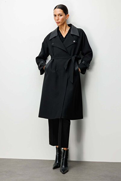 Ekol Beli Kuşaklı Deri Detaylı Trenç