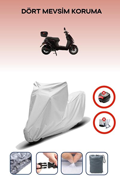 Breen قفل حقيبة خلفية رمادي اللون غير متوافق مع فالكون تكنو 50، قماش دراجة نارية متوافق مع 4 مواسم