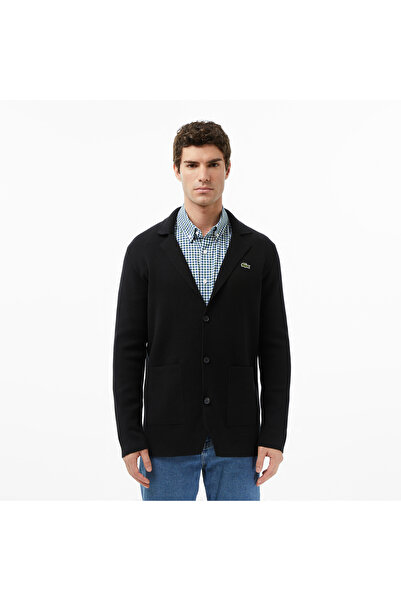 Lacoste Erkek Classic Fit V Yaka Siyah Hırka