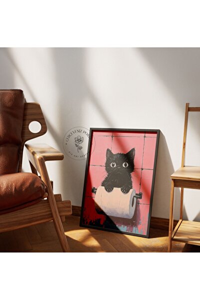 512 STORE Banyo Duvar Dekor Kedi Çerçevesiz Kuşe Kağıt Poster Funny Ev Dekor ...