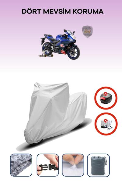 Breen قفل حقيبة خلفية رمادي اللون غير متوافق مع طبعة ياماها R25 TR54، قماش دراجة نارية متوافق، 4 مواسم