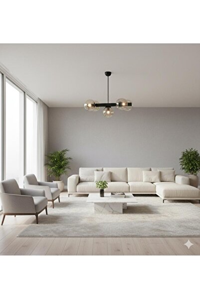 BİAVİZE 3'LÜ SİYAH FÜME CAMLI MODERN AVİZE