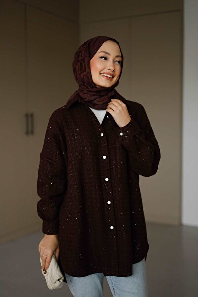 Lamazi Veil Pul Detailled Pocketed Winter Tunic Women's Shirt