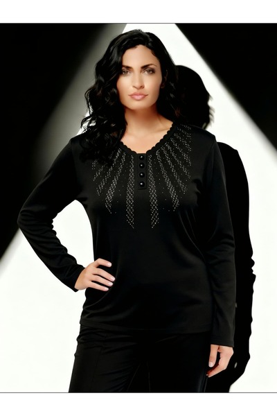 JULYA TRİKO ANNE-TRİKO-TAŞLI-V-Yaka