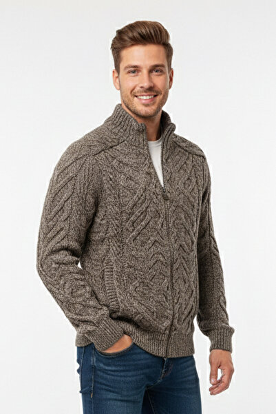 Pulltonic Erkek Yarım Balıkçı Yaka Kırçıllı Fermuarlı Kalın Hırka