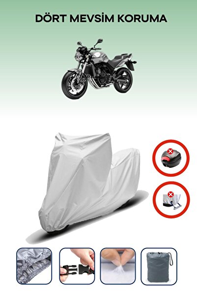 Breen قفل حقيبة خلفية رمادي اللون غير متوافق مع قماش دراجة نارية متوافق مع هوندا CBF 600، 4 مواسم