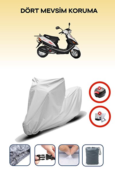 Breen قفل حقيبة خلفية رمادي اللون غير متوافق مع قماش دراجة نارية متوافق مع كوبيا فايتر 50، 4 مواسم