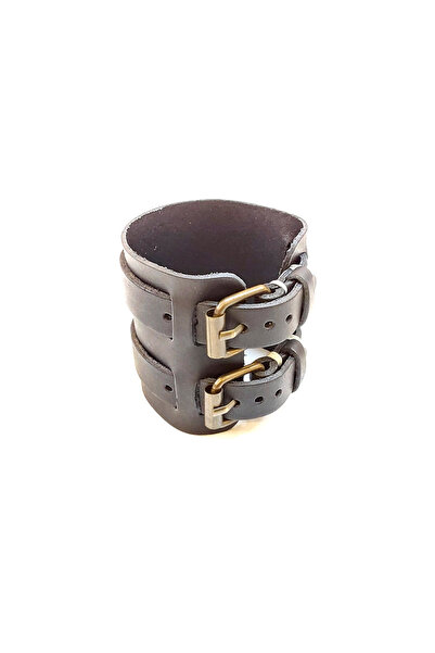 HER ŞEY NOTA www.herseynota.com سوار رجالي من الجلد الطبيعي بإبزيم مزدوج من ت...