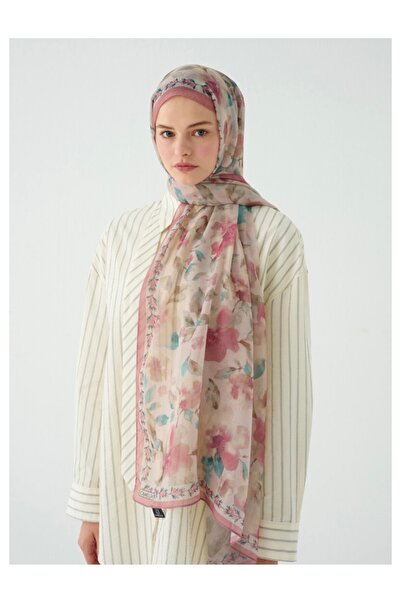 cs camellia scarf Rami pamuk şal Tokyo çiçek desenli