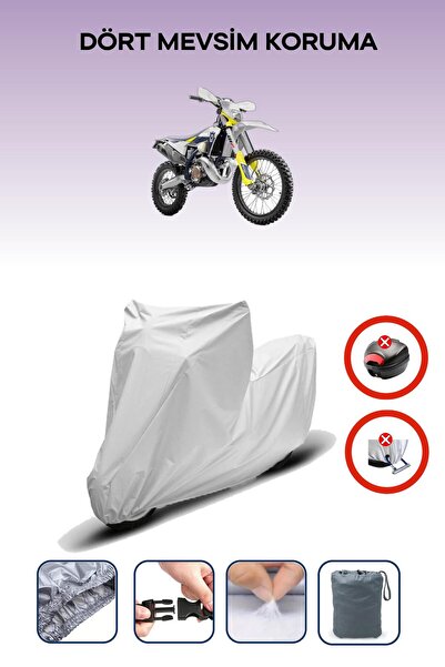 Breen حقيبة خلفية رمادية اللون متوافقة مع قماش الدراجة النارية Husqvarna TE 300، 4 مواسم