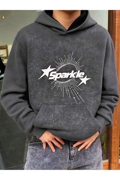 DAXİS Sportwear Company سويت شيرت بقلنسوة مطبوع للجنسين قصة فضفاضة