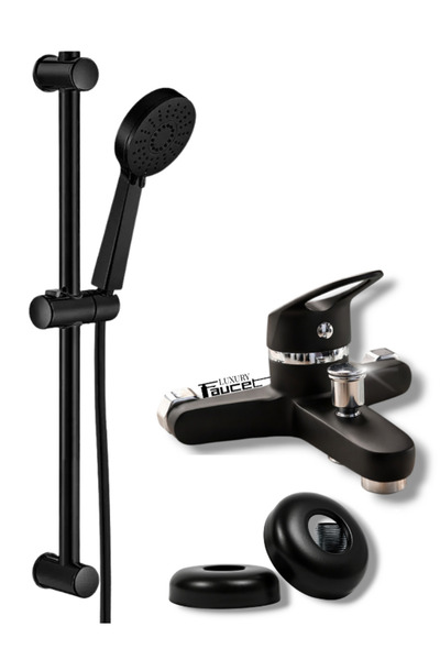 luxury faucet مجموعة من 2 دش منزلق أسود - صنبور حمام أسود