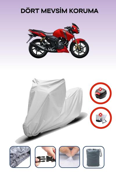 Breen قفل حقيبة خلفية رمادي اللون غير متوافق مع TVS Apache RTR 150، قماش دراجة نارية متوافق، 4 مواسم