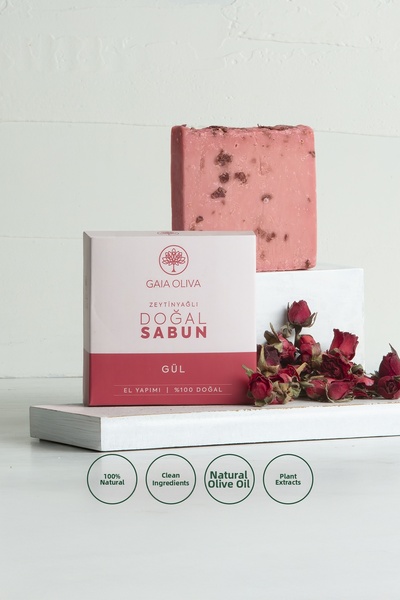 Gaia Oliva صابون طبيعي مصنوع يدويًا مع الورد وزيت الزيتون