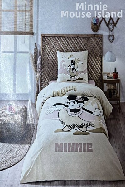 Özdilek Minnie Mouse Island Single Licensed Elasticated Children's Duvet Cove...