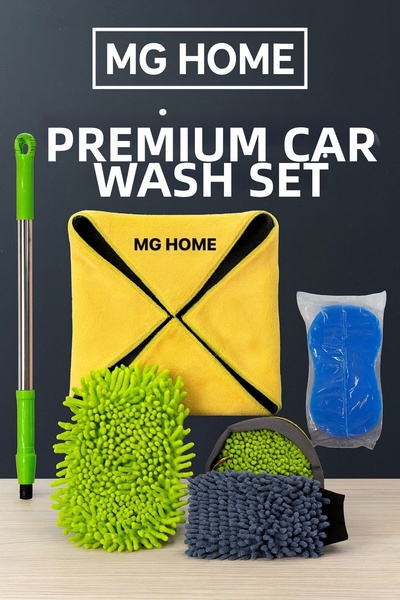 VENON 🚙 🚙 Premium Car Washing Set Towel Sponge Stick Kit Gloves All of Them Are of High Quality and Long-Lasting 🚙