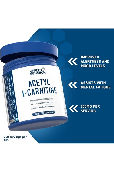 applied nutrition Acetyl L-Carnitine Carnitine Brain Strength Energy Boost We...