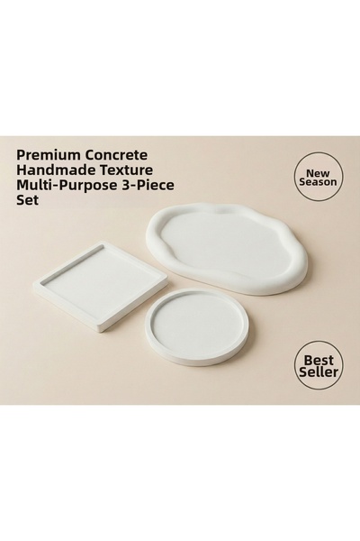 Esepix Set of 3 Raw Concrete Decorative Trays - Natural Object Suitable for J...