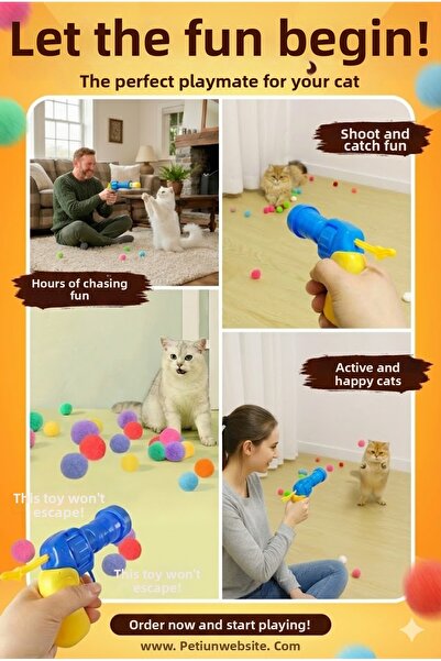 sonx مسدس رمي كرة القطط - مجموعة ألعاب تفاعلية للقطط (+20 كرة ناعمة ملونة)