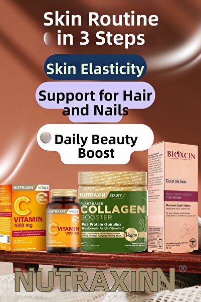 Nutraxin Gold on Skin Cream + Collagen Vegan Booster + Vitamin C – Women's Sk...