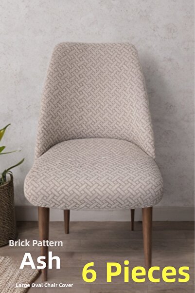 AKBU Kitchen Chair Cover - Large Oval Lycra Full Wrap Washable Elastic Chair Cover Set of 6