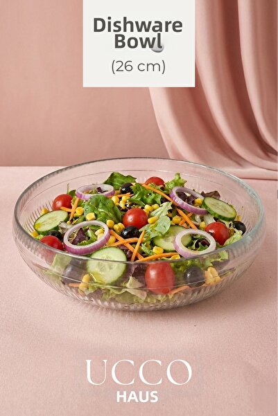 UCCO 26 cm Large Glass Salad Serving Bowl Luxury Presentation Plate - Stylish Presentation Plate Vista