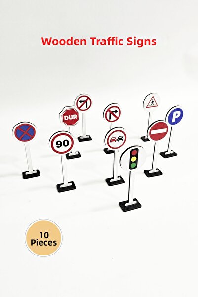 metafortoys Wooden Traffic Signs 10 Pieces