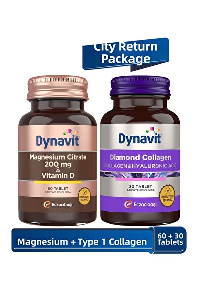 Dynavit Magnesium Citrate 200 Mg, Vitamin D & Collagen Hyaluronic Acid Complex - Return to the City Package