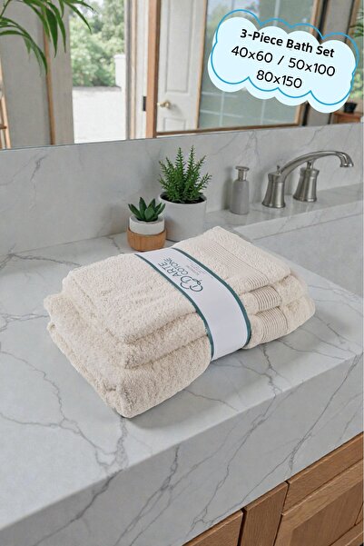 Arte Cotone طقم مناشف حمام إيليت مكون من 3 قطع |   منشفة اليد والوجه والجسم