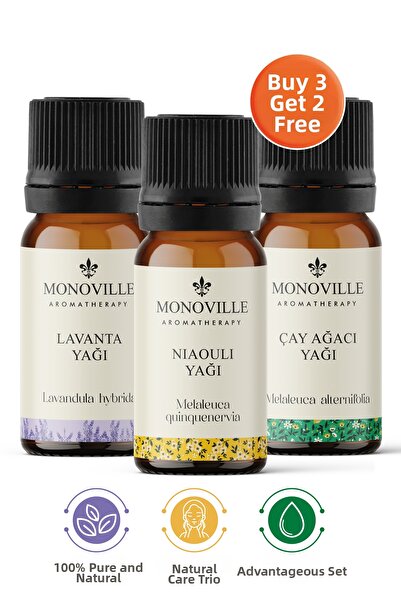 Monoville زيت نيولي واللافندر وشجرة الشاي - 10 مل لكل مجموعة مكونة من 3 قطع ن...