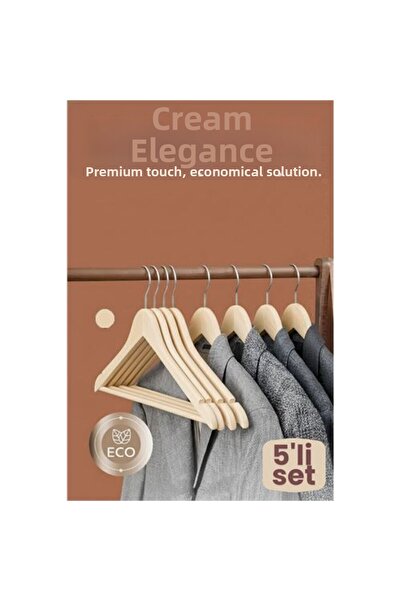 Skygo 5-Piece Luxury Cream Clothes Hanger - Ergonomic & Non-Slip Plastic Hang...