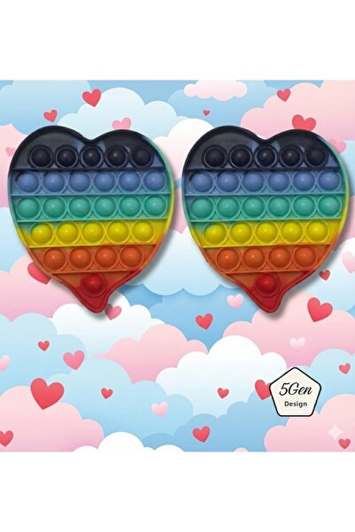 5Gen Tasarım 2 قطعة من لعبة Popit الملونة، لعبة على شكل قلب، لعبة لتخفيف التو...
