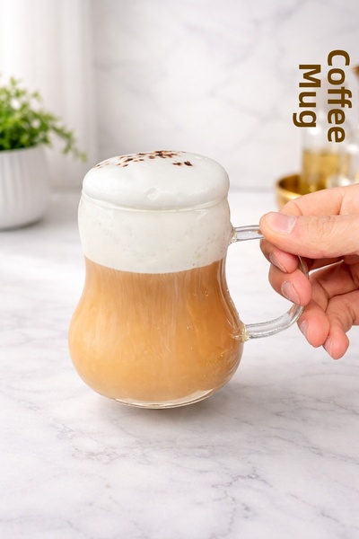 YzHome كوب زجاجي على شكل كمثرى من زجاج البورسليكات بمقبض واحد سعة 250 مل